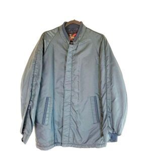 Vintage 70s Sears Green Winter Jacket Lined Mens Size 40 Tall Workwear Bomber